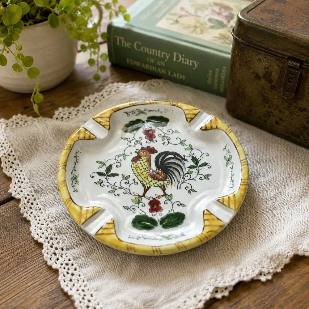 Vintage UCAGCO Rooster Ashtray Early Provincial Japan Trinket Dish 1950s